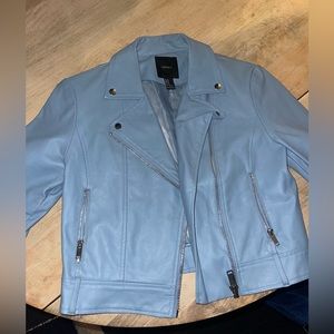 BABY BLUE LEATHER JACKET - forever 21. Lightly worn